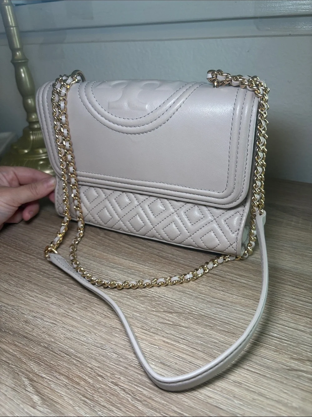 Tory Burch Quilted Shoulder Bag in Light Blush-USED AS IS